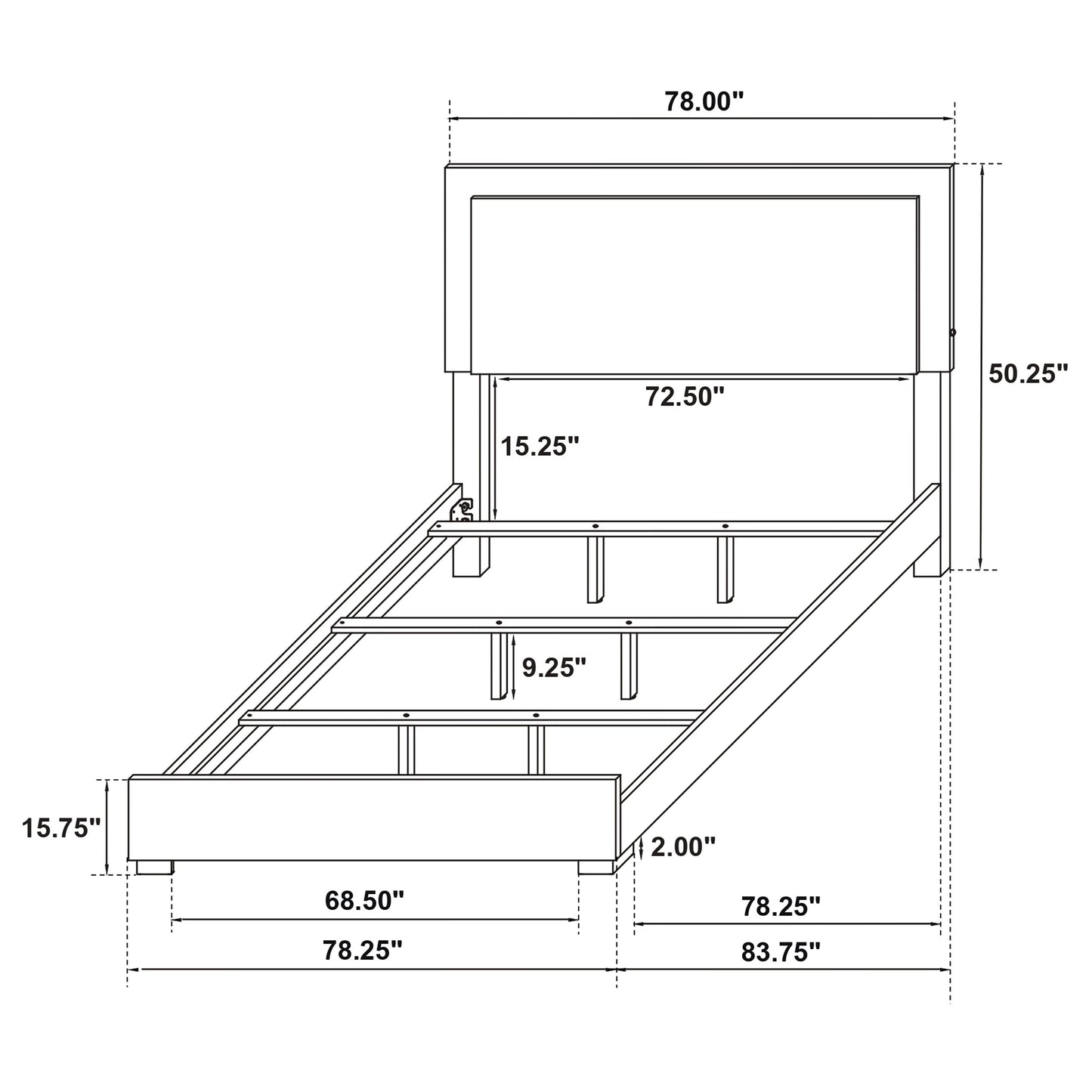 King Size White Wood Bed Frame for Bedrooms