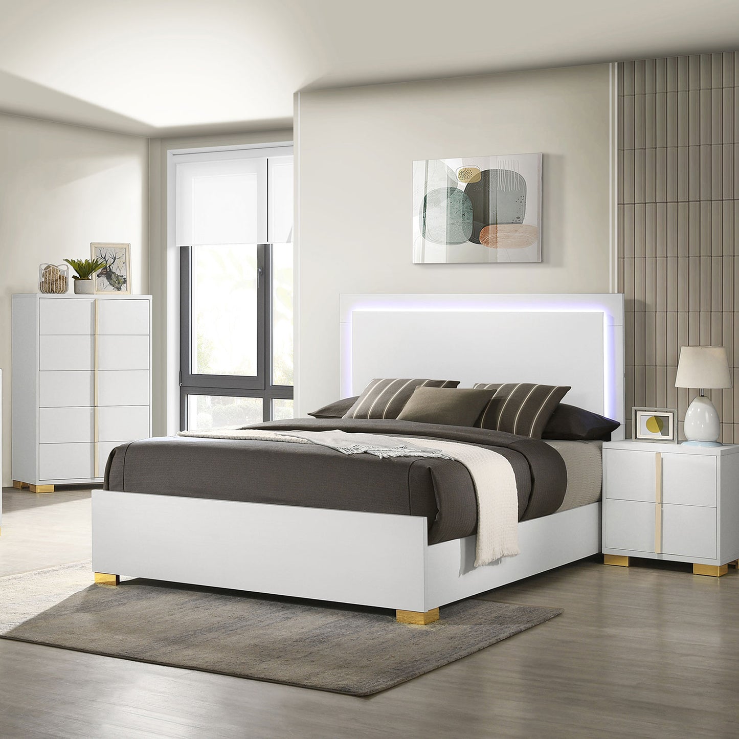 King Size White Wood Bed Frame for Bedrooms