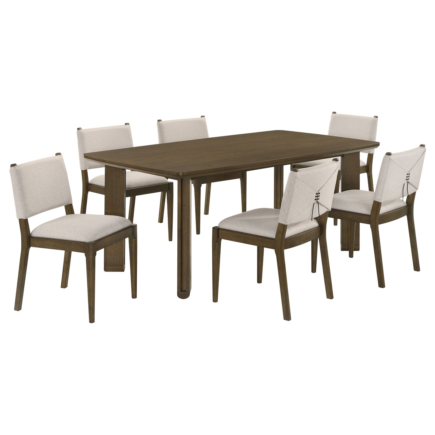Brown Rubberwood Dining Room Set with Storage and Chairs