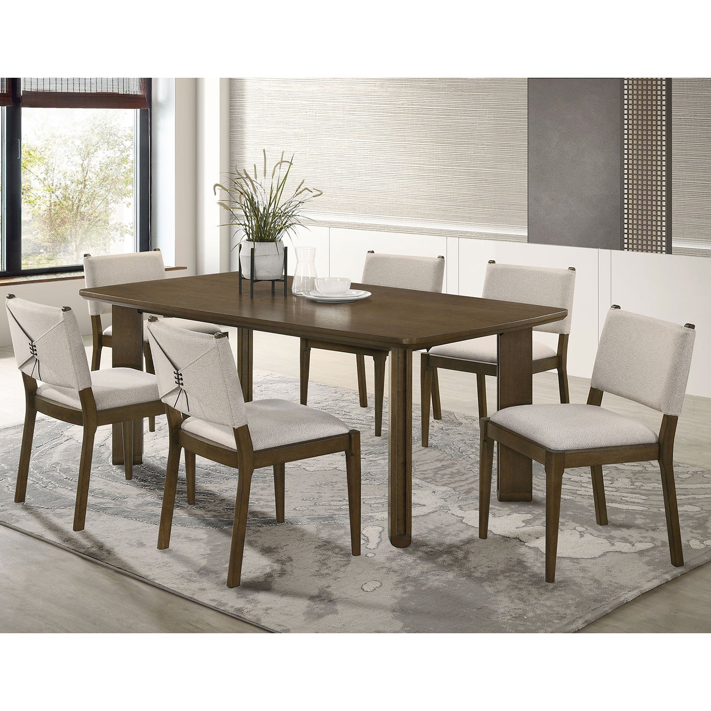 Crispin Brown 7-piece Rectangular Wood Dining Room Table Set
