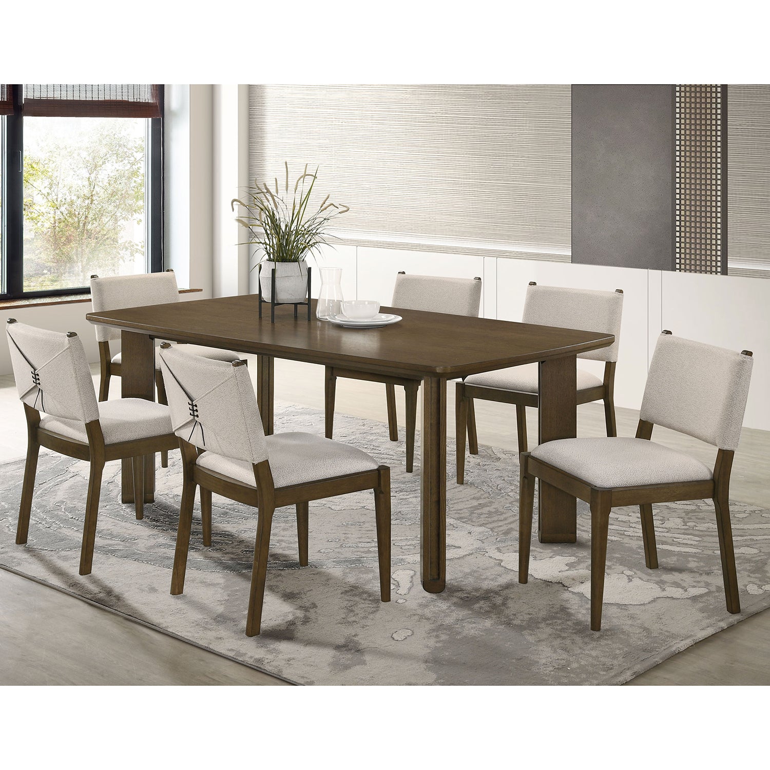 Crispin Brown 7-piece Rectangular Wood Dining Room Table Set