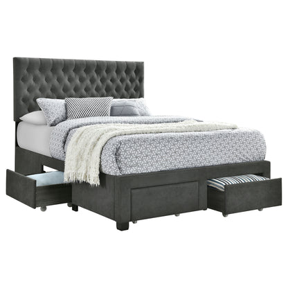 Queen Grey Upholstered Storage Bed Frame with Drawers