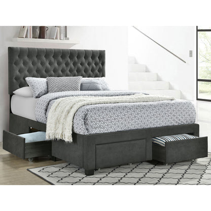 Keating Grey Upholstered Queen Storage Panel Bed