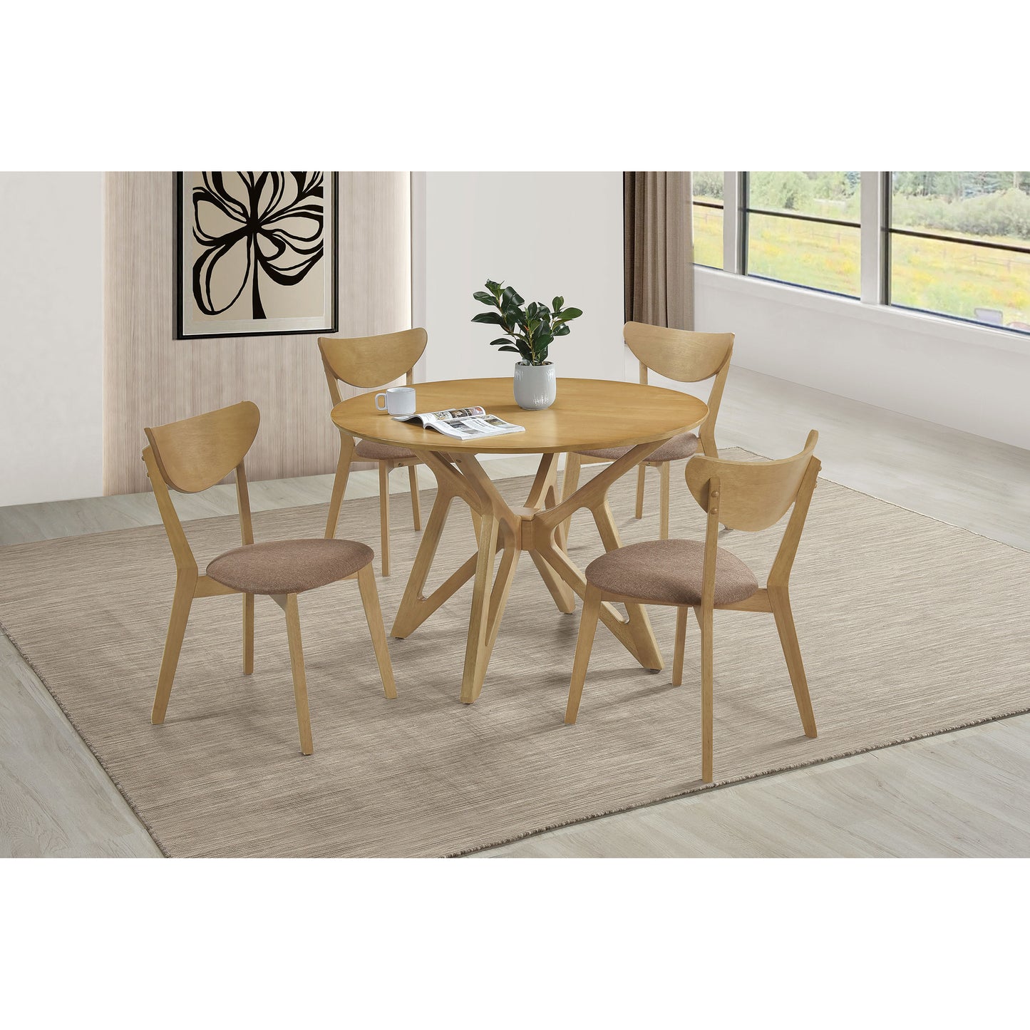 Barlow Light Walnut 5-piece Round Dining Set