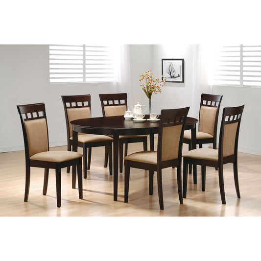 Oval Extendable Dining Set in Cappuccino Wood for Dining Room