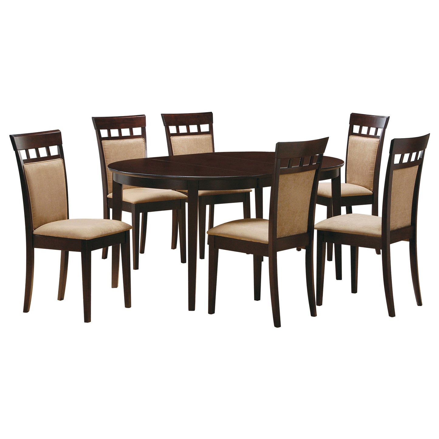 Oval Extendable Dining Set in Cappuccino Wood for Dining Room