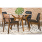 Flynn Brown 5-piece Round Glass Top Dining Table Set