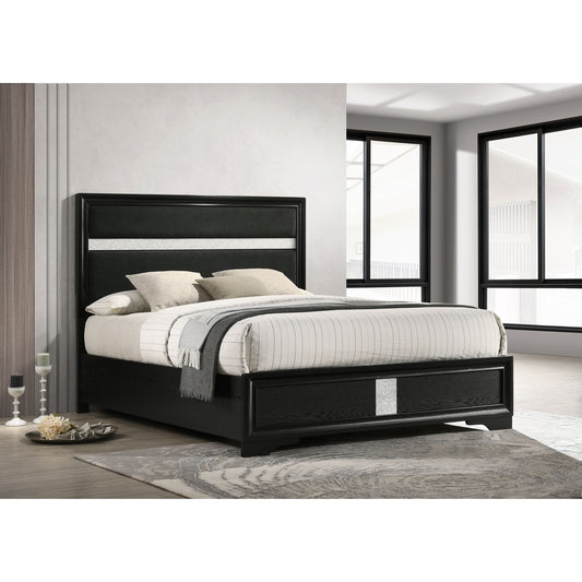 Annie Black 54-inch Upholstered Queen Panel Bed