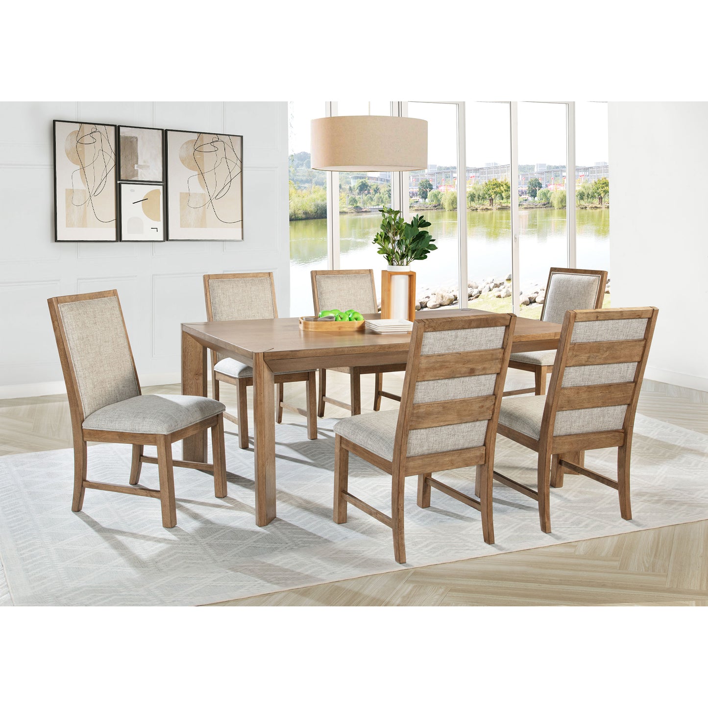 Natural Brown 7-piece Rectangular Dining Set