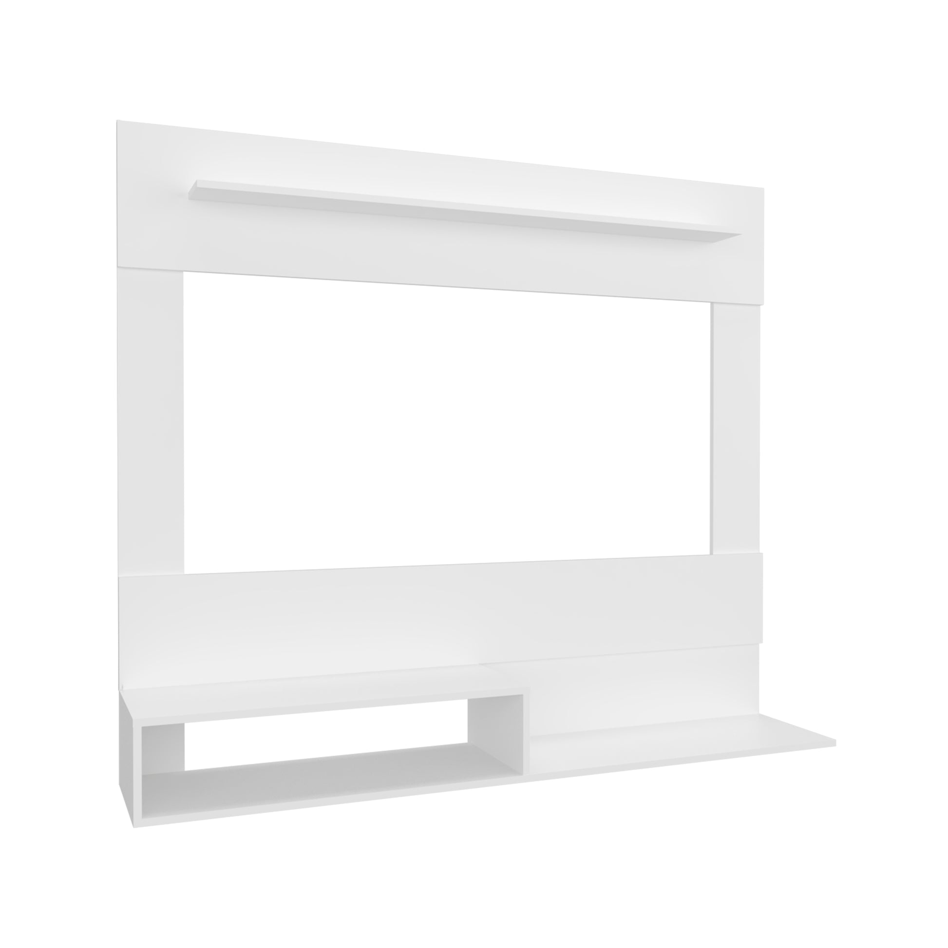 White Modern TV Stand with Shelves - 12.4 x 55" for Living Room