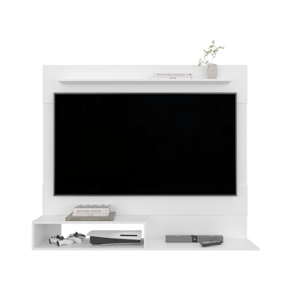 White Modern TV Stand with Shelves - 12.4 x 55" for Living Room