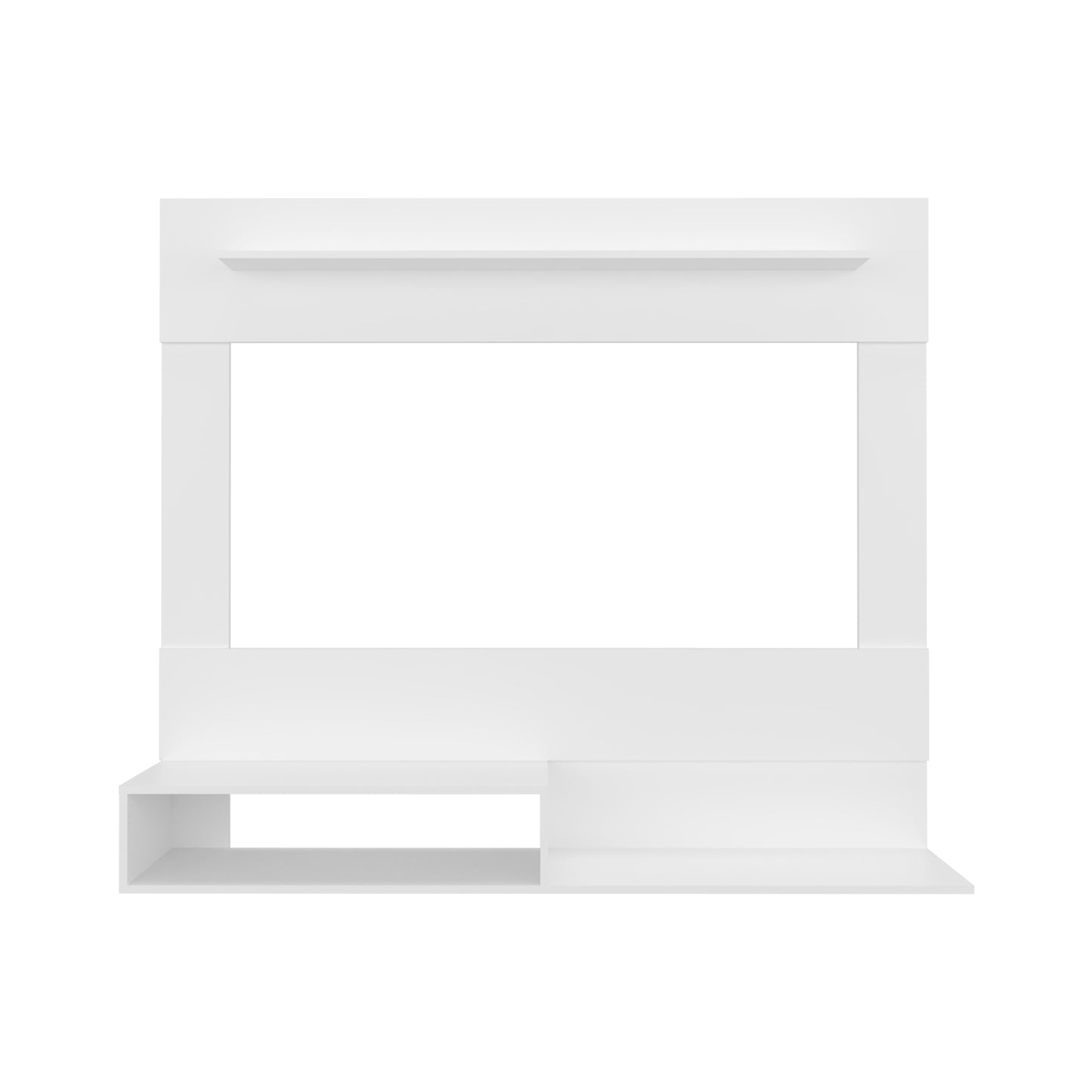 White Modern TV Stand with Shelves - 12.4 x 55" for Living Room