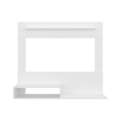 White Modern TV Stand with Shelves - 12.4 x 55" for Living Room