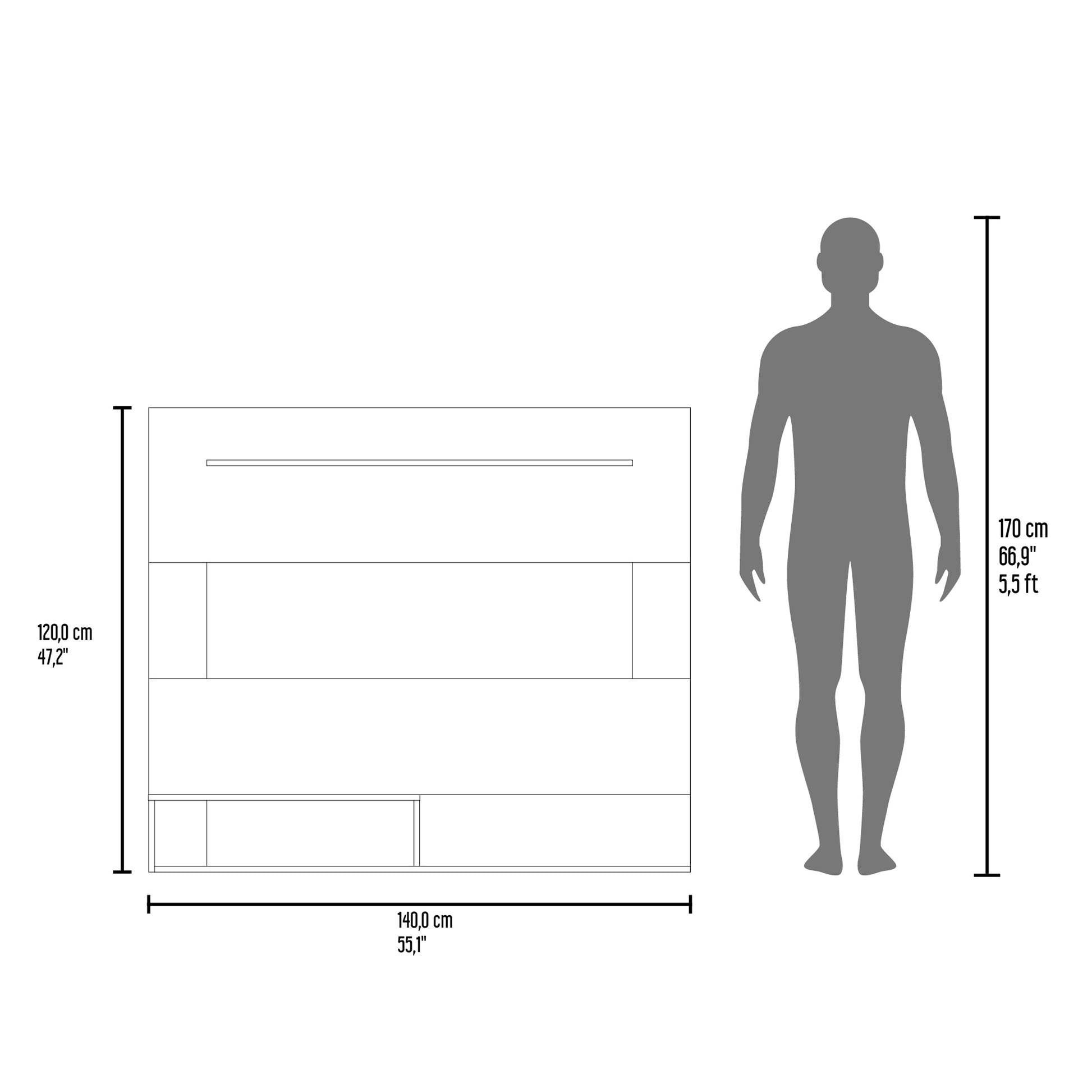 White Modern TV Stand with Shelves - 12.4 x 55" for Living Room