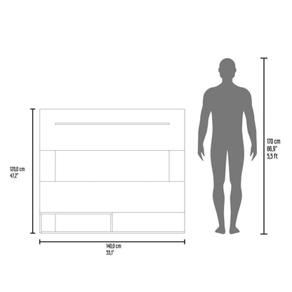 White Modern TV Stand with Shelves - 12.4 x 55" for Living Room
