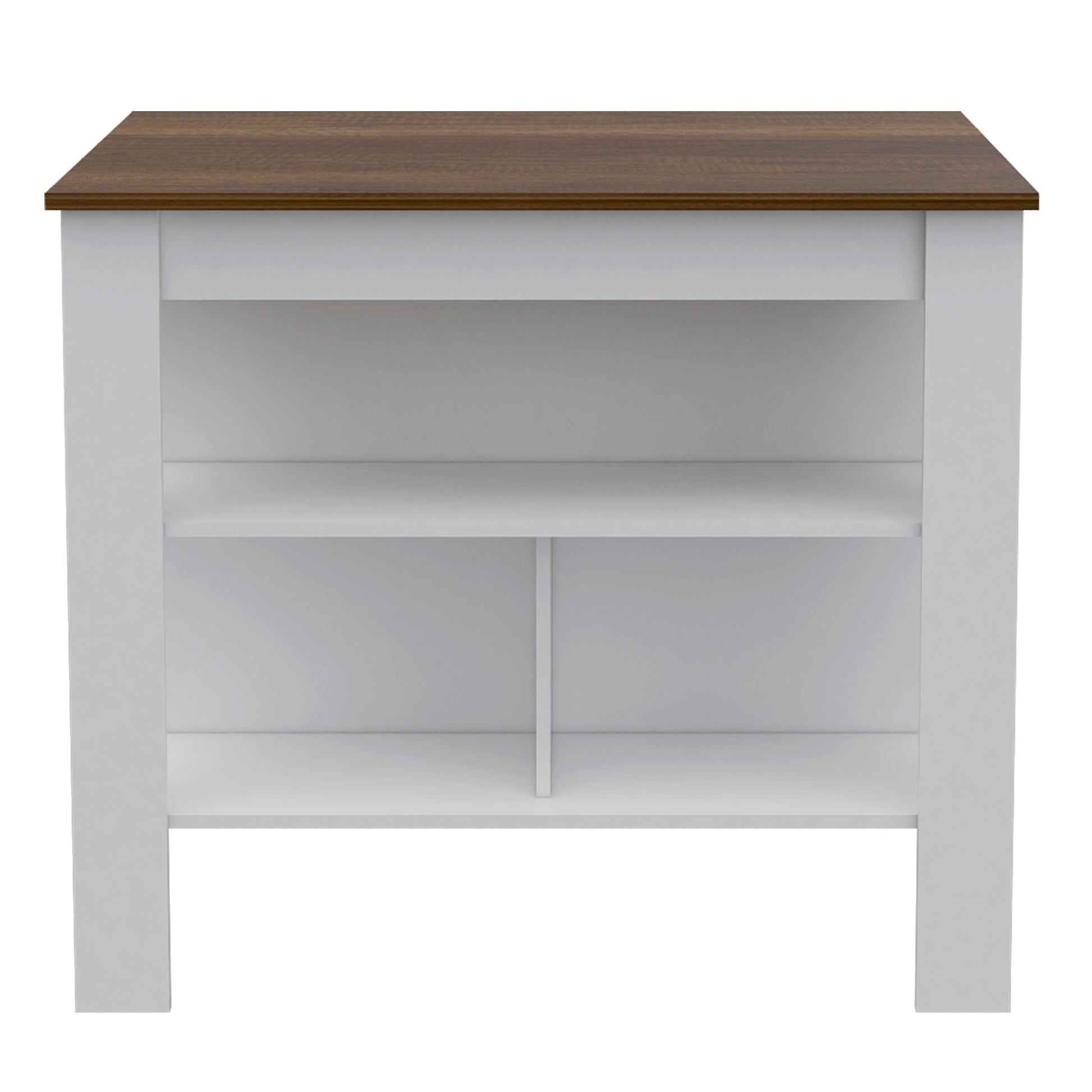 Multicolor Particle Board Kitchen Island with Three Storage Shelves
