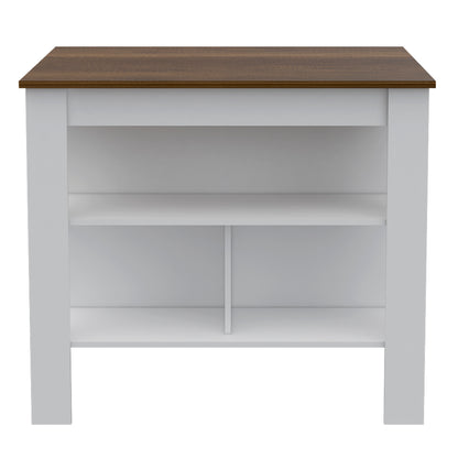 Multicolor Particle Board Kitchen Island with Three Storage Shelves