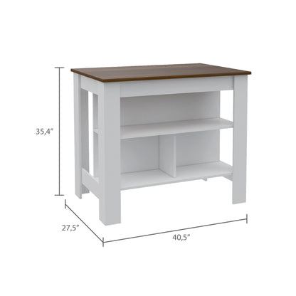 Multicolor Particle Board Kitchen Island with Three Storage Shelves