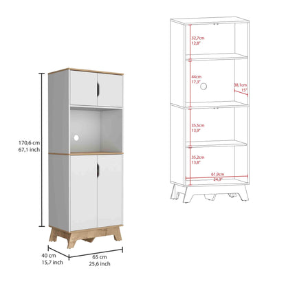 Multicolor Kitchen Cabinet with Shelves - 25.6"W x 15.8"D x 67.2"H