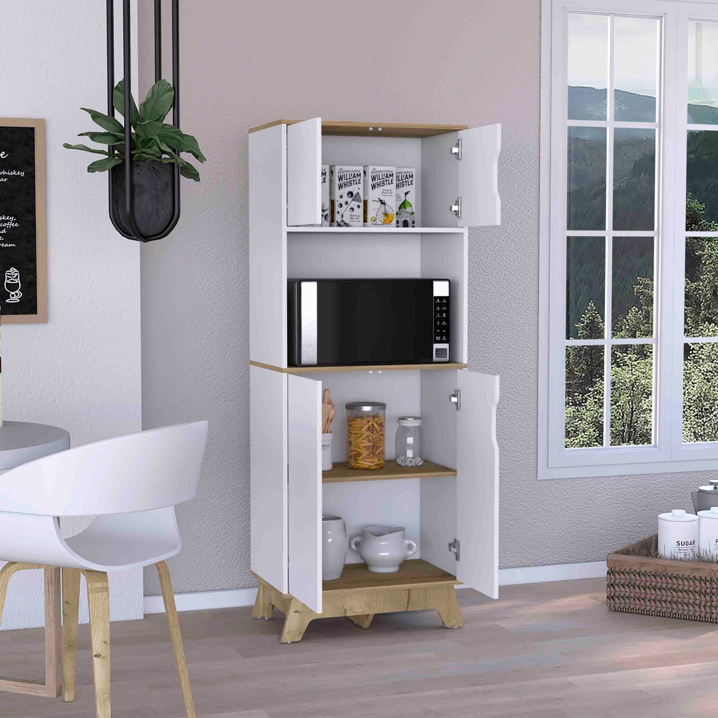 Multicolor Kitchen Cabinet with Shelves - 25.6"W x 15.8"D x 67.2"H