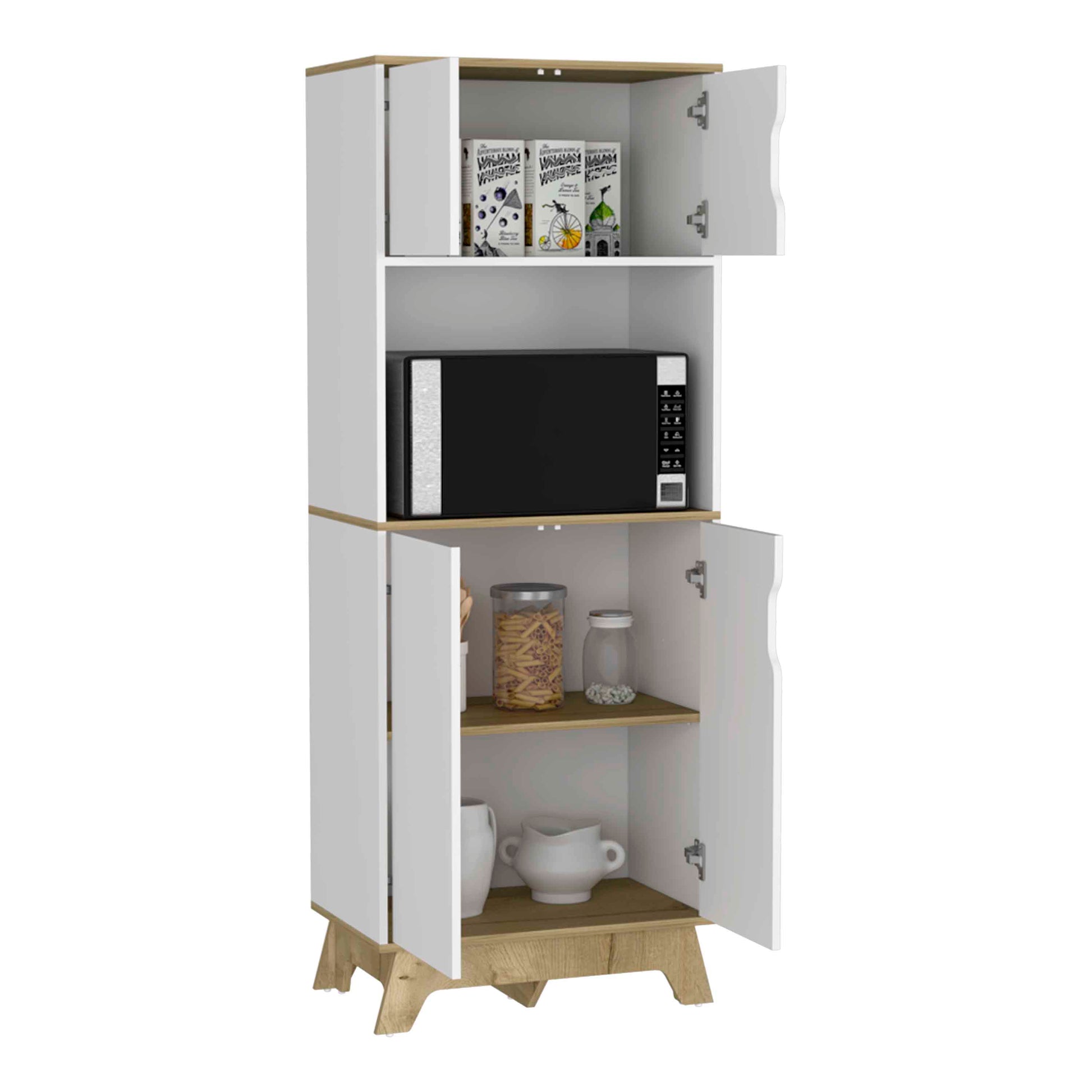 Multicolor Kitchen Cabinet with Shelves - 25.6"W x 15.8"D x 67.2"H