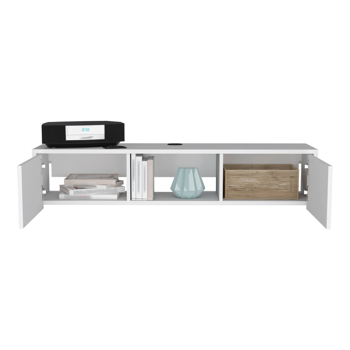 White Engineered Wood TV Stand - 50-59 Inch TV for Living Room