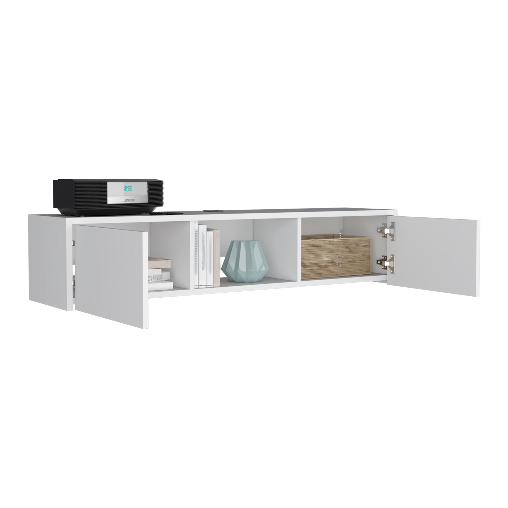 White Engineered Wood TV Stand - 50-59 Inch TV for Living Room