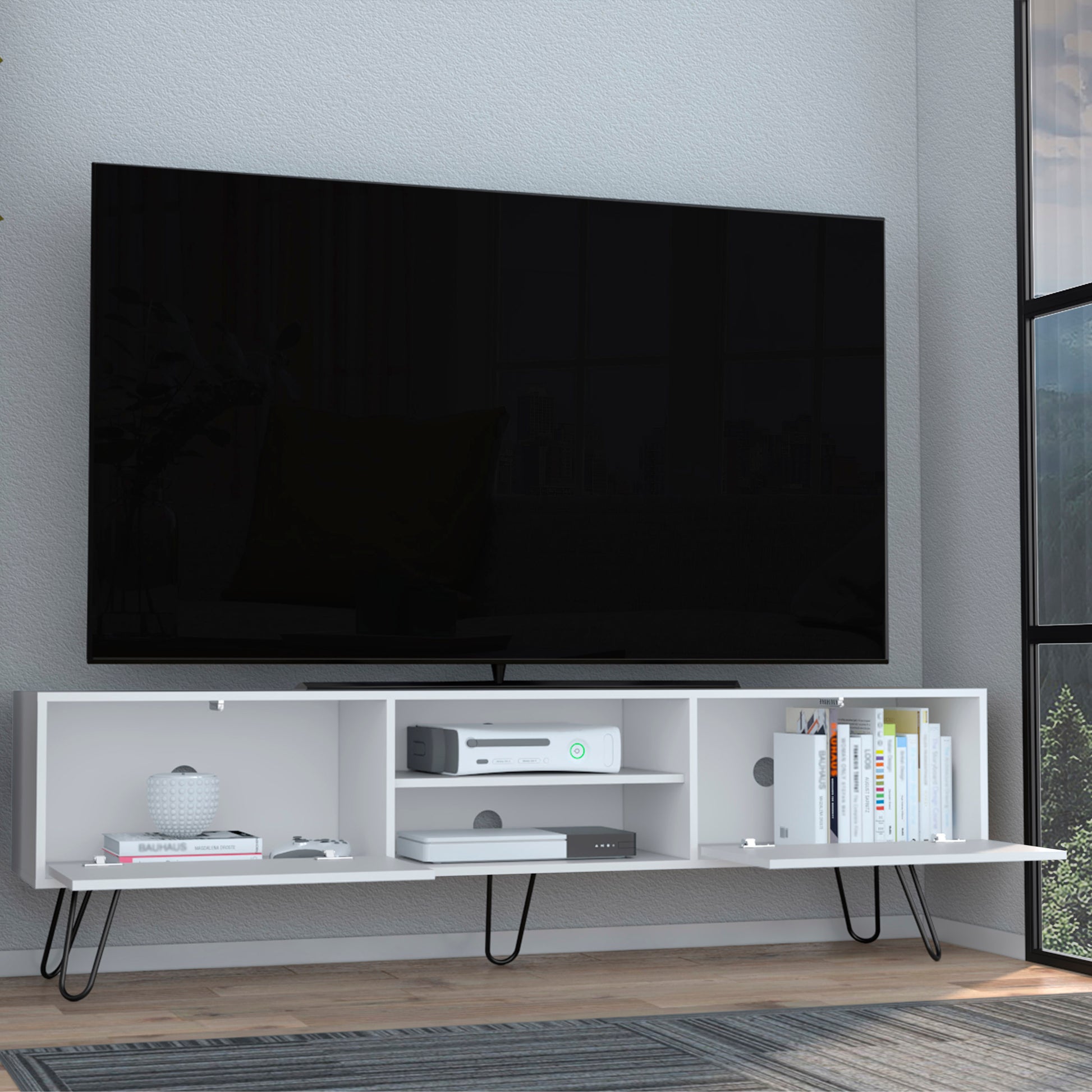 Vassel TV Stand - White, 55" Storage Unit