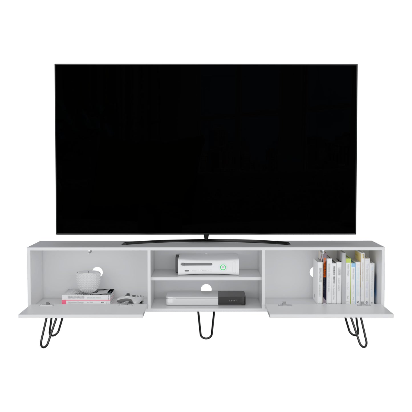 Vassel TV Stand - White, 55" Storage Unit