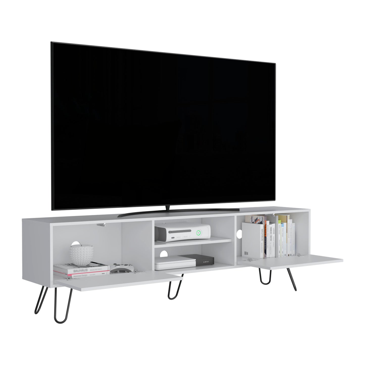 Vassel TV Stand - White, 55" Storage Unit