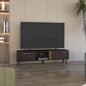 Vance 63" Wide Tv Stand  with Two pull down Cabinets, Two Shelves, Cable Management , Living Room, Tv Room Black Wengue - Light Oak