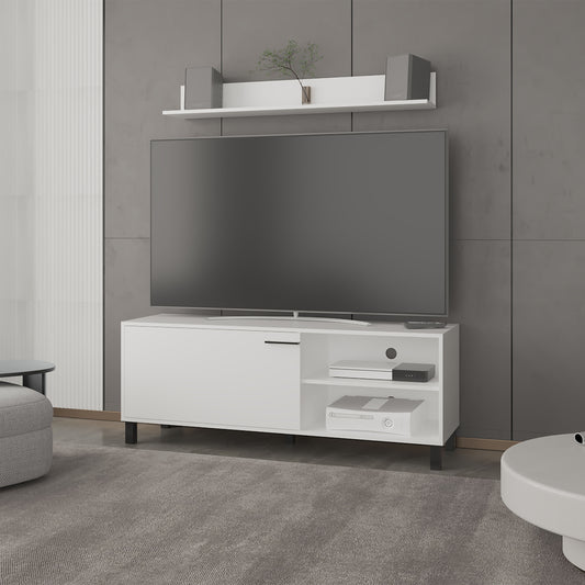 Bryce Tv Stand Two Doors, Open Shelves andSpacious Top Surface, Modern Entertainment Unit