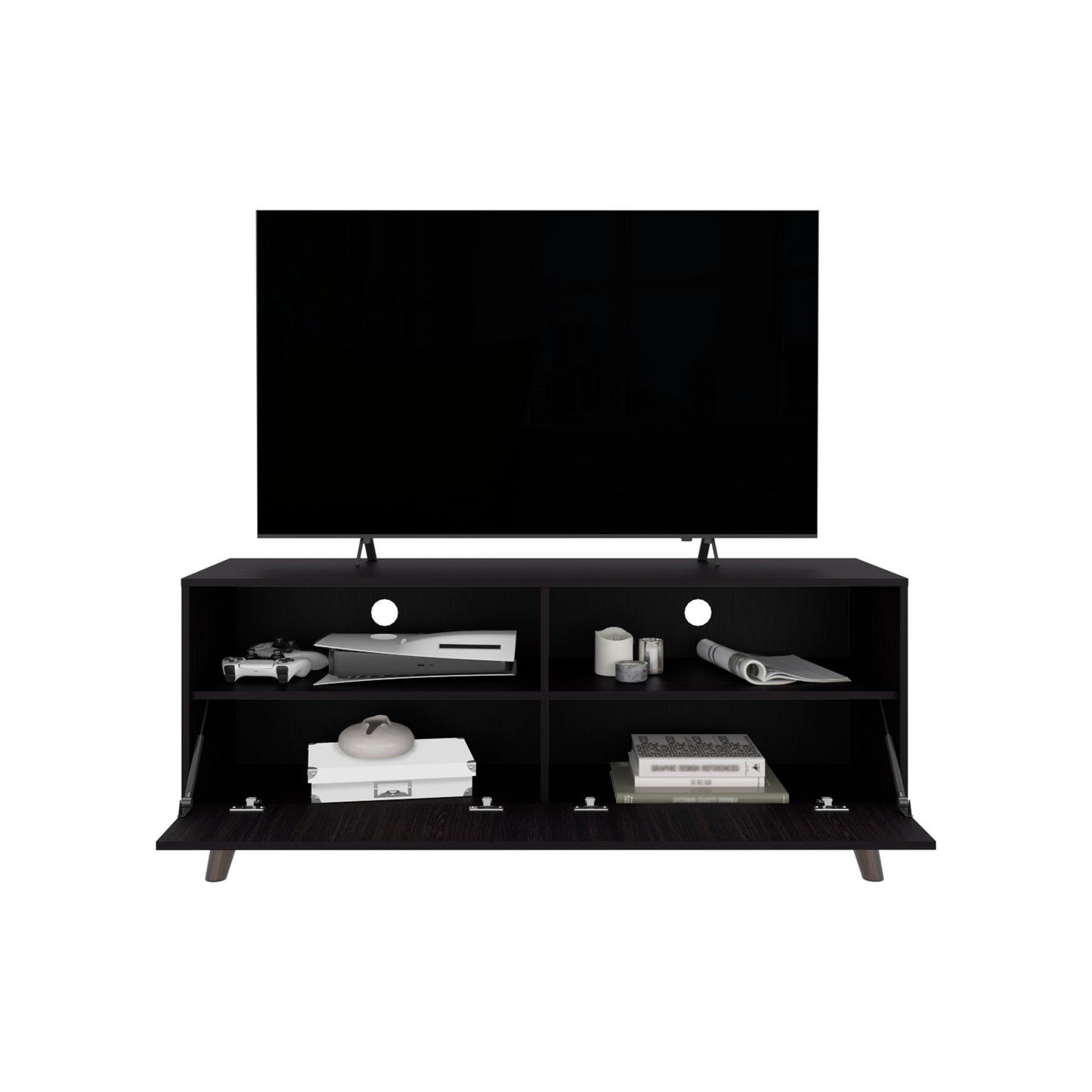 Black Modern TV Stand - Storage & Entertainment Center