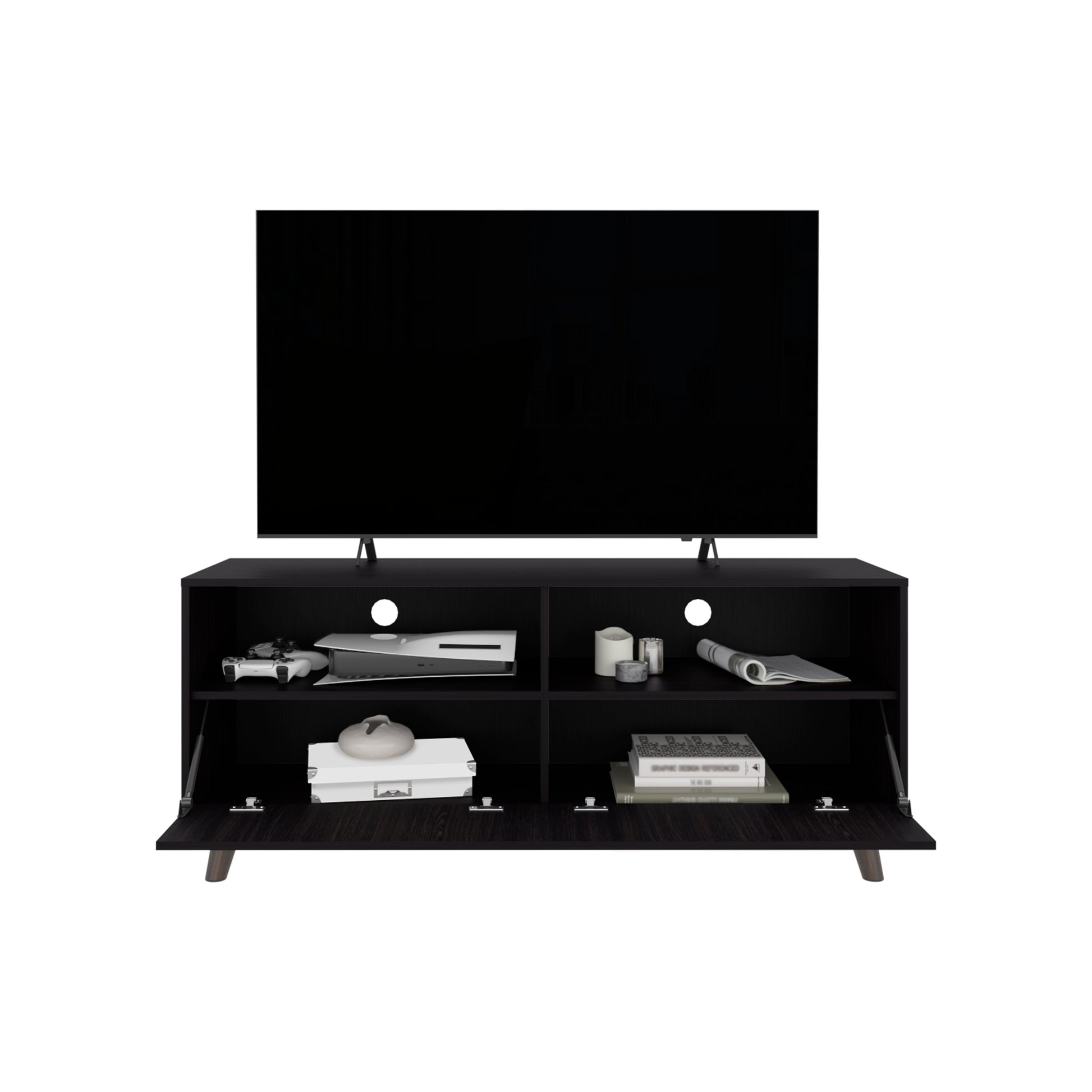 Black Modern TV Stand - Storage & Entertainment Center