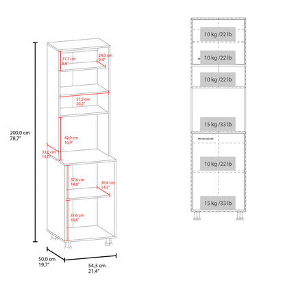 White Kitchen Pantry Cabinet - 19.7" W x 21.4" D x 78.7" H for Living Room