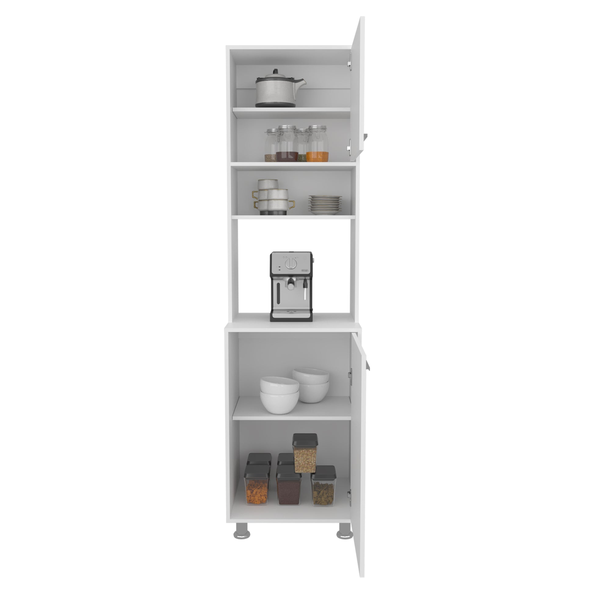 White Kitchen Pantry Cabinet - 19.7" W x 21.4" D x 78.7" H for Living Room