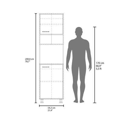 White Kitchen Pantry Cabinet - 19.7" W x 21.4" D x 78.7" H for Living Room