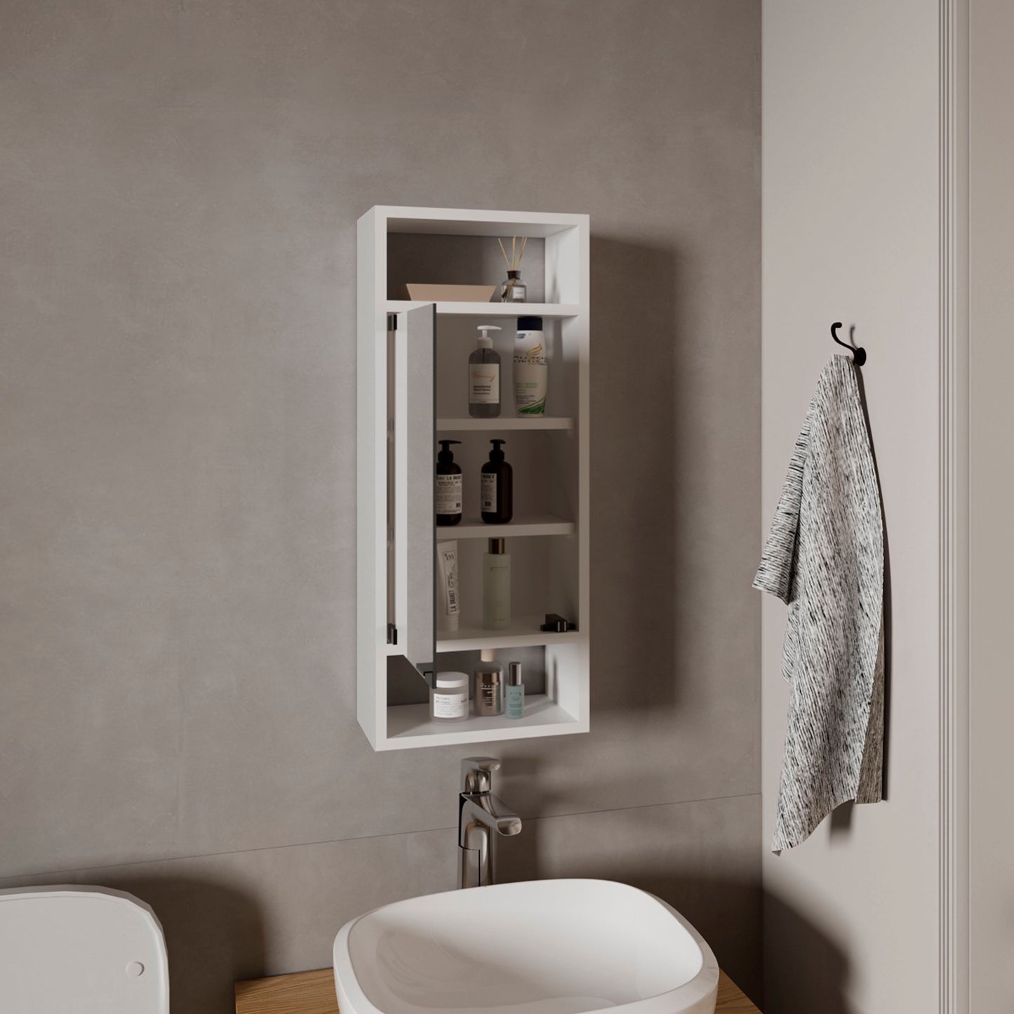 White Bathroom Medicine Cabinet - 5.9 x 11.8 x 28.3", MDF