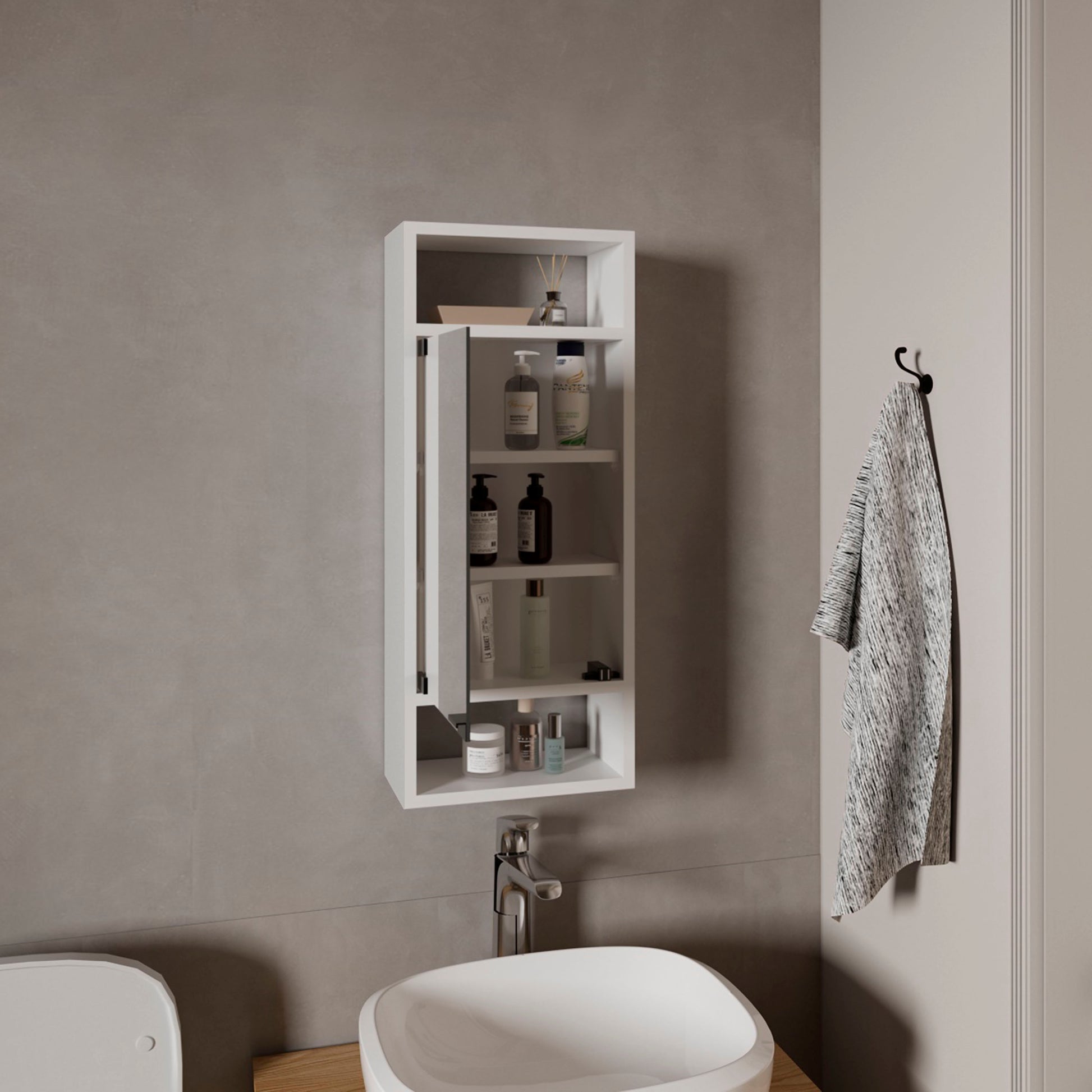 White Bathroom Medicine Cabinet - 5.9 x 11.8 x 28.3", MDF