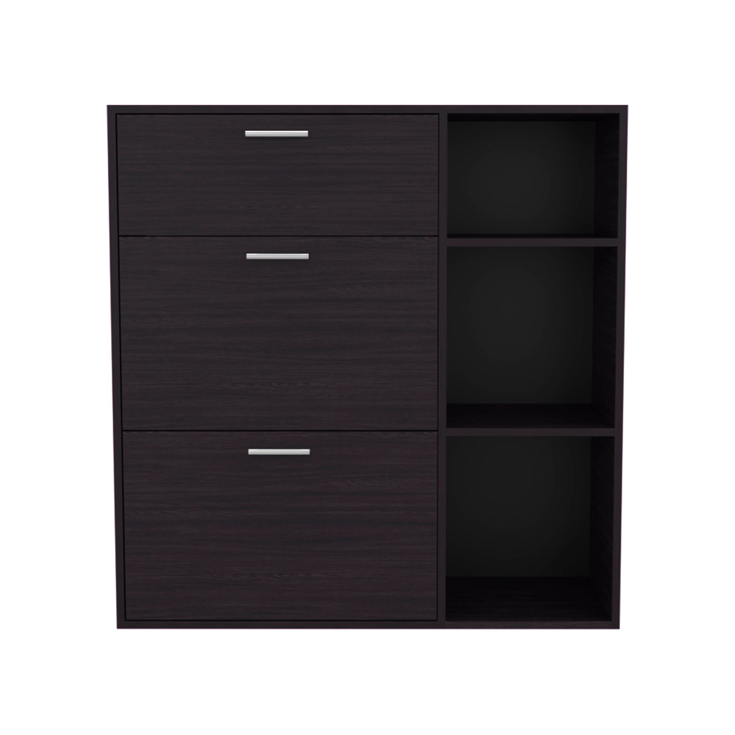 Black Shoe Storage Cabinet - 3 Shelves Entryway Rack for Living Room
