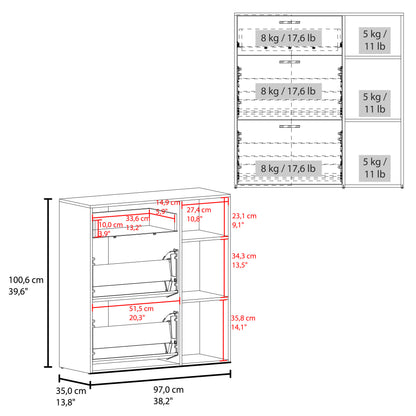 Black Shoe Storage Cabinet - 3 Shelves Entryway Rack for Living Room