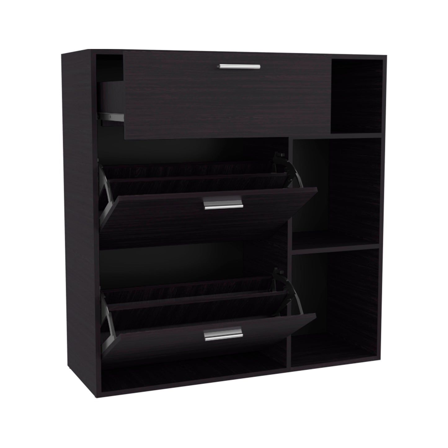 Black Shoe Storage Cabinet - 3 Shelves Entryway Rack for Living Room