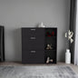 Showie 3-Door Shoe Rack with Interior Shelves And Side Shelves, One Drawer Storage Cabinet for Shoes and Accessories