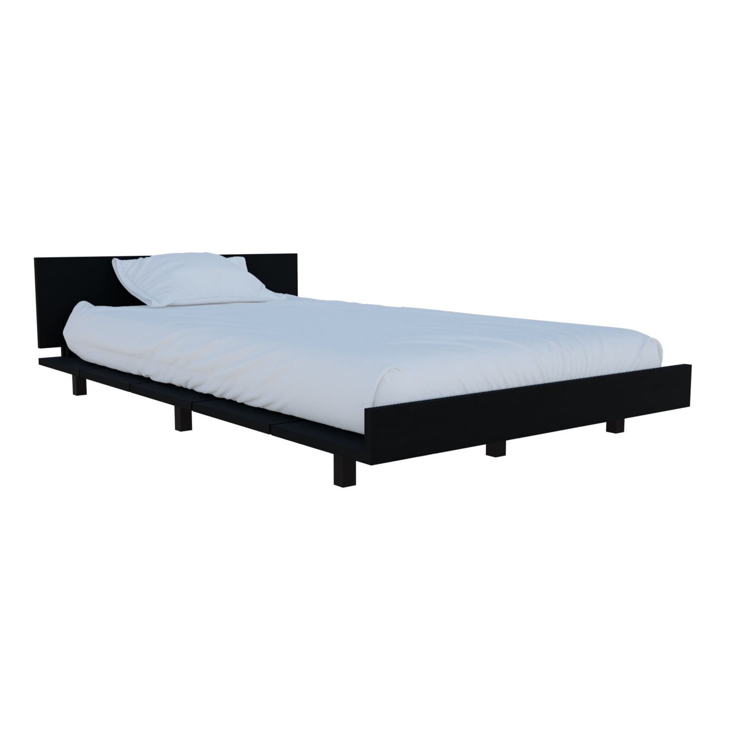 Twin Black Bed Base with Storage Cabinet for Bedroom