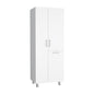 Iris 71" High Two-Door Broom Closet With Hamper, Four Shelves, Hangers, Storage Closet, Pantry Cabinet
