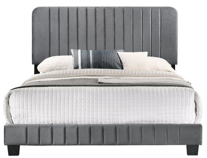 Stylish Contemporary Gray King Bed - Velvet Frame