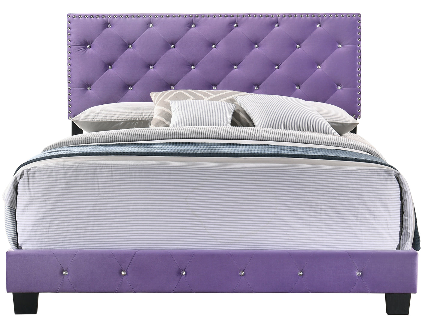 Queen Velvet Purple Bed Frame - 64"W x 83"D