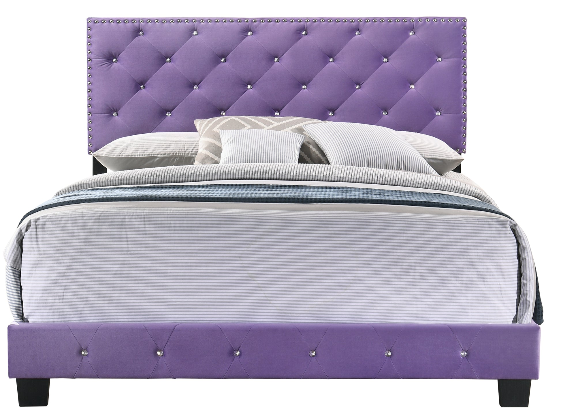 Queen Velvet Purple Bed Frame - 64"W x 83"D