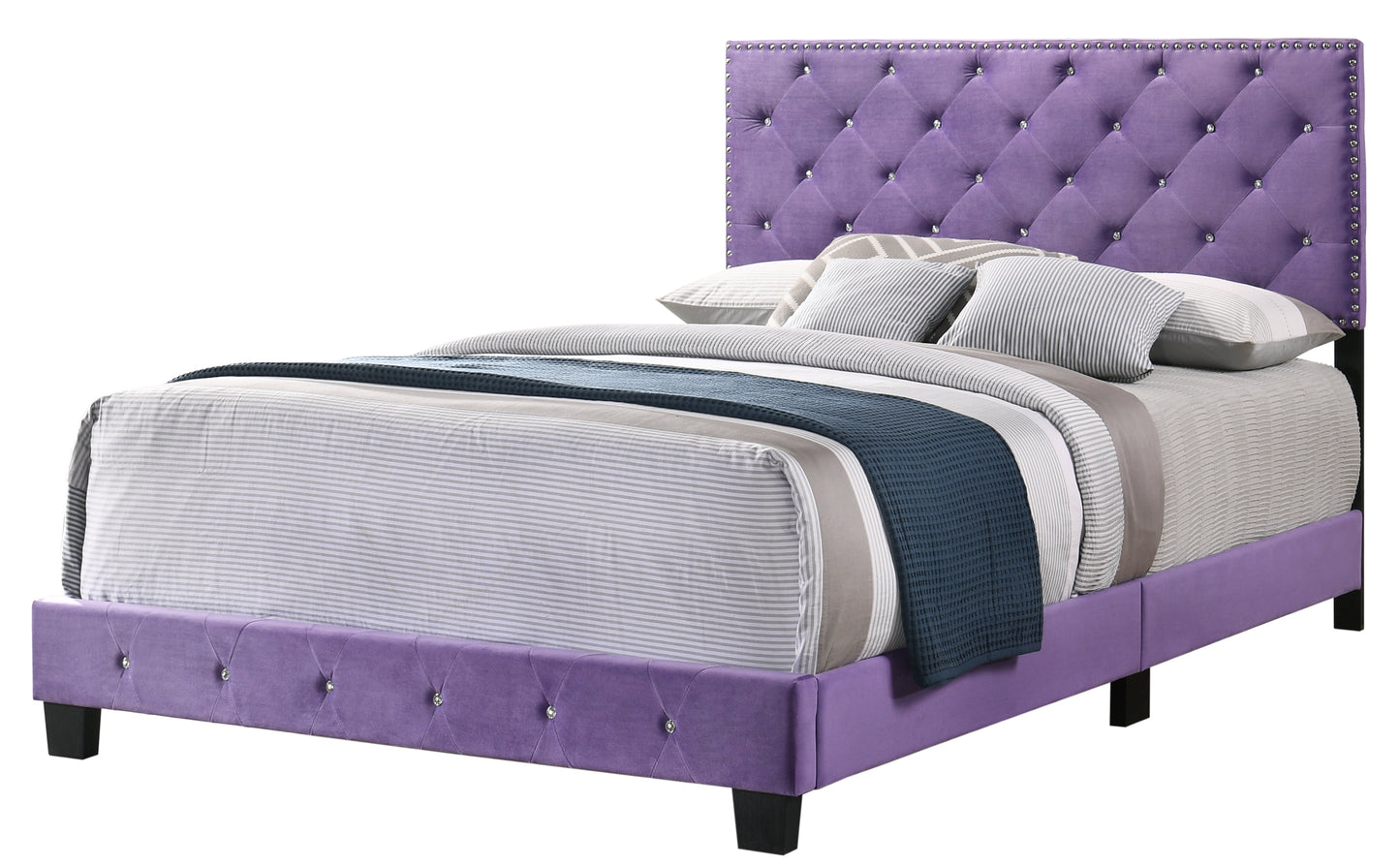 Queen Velvet Purple Bed Frame - 64"W x 83"D