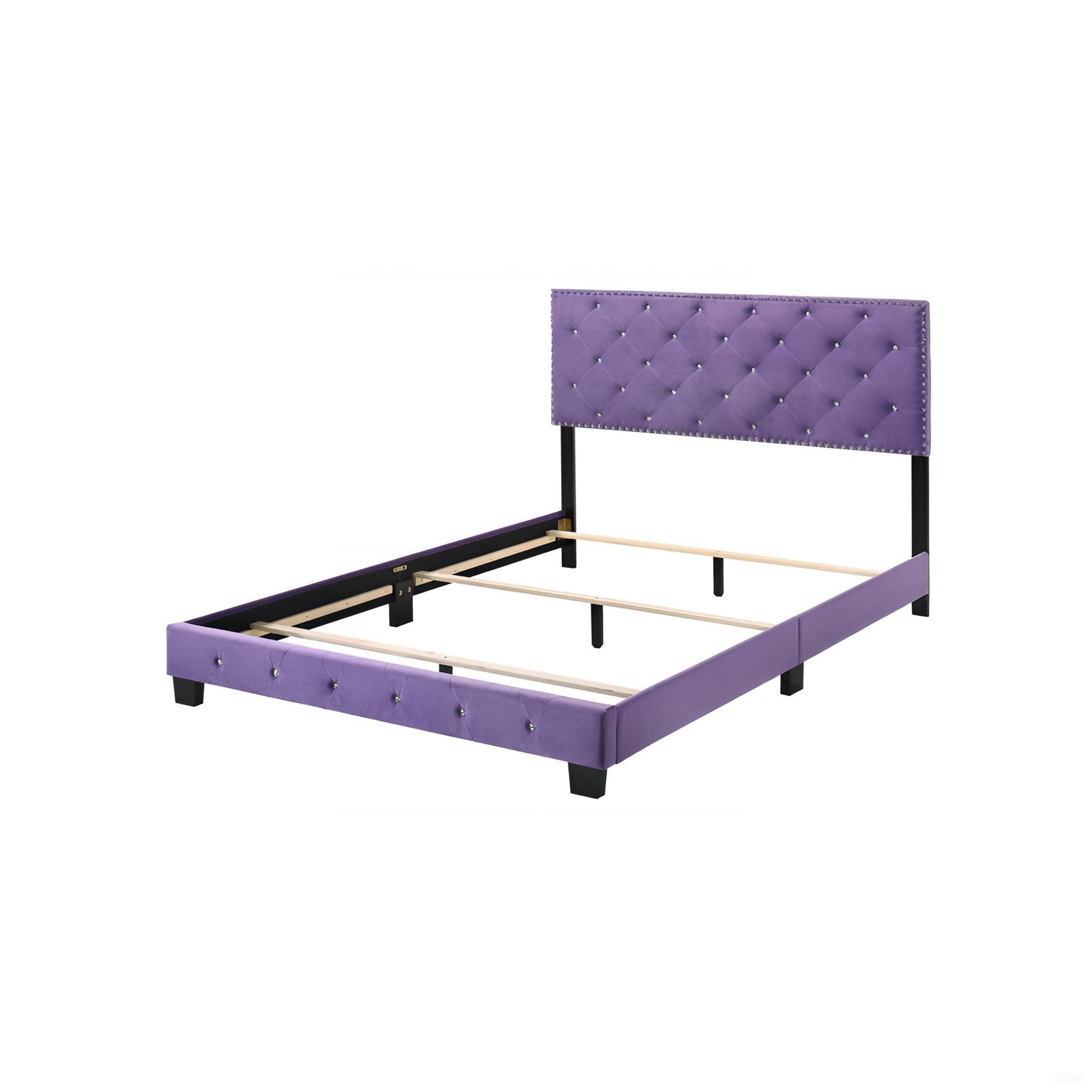 Queen Velvet Purple Bed Frame - 64"W x 83"D
